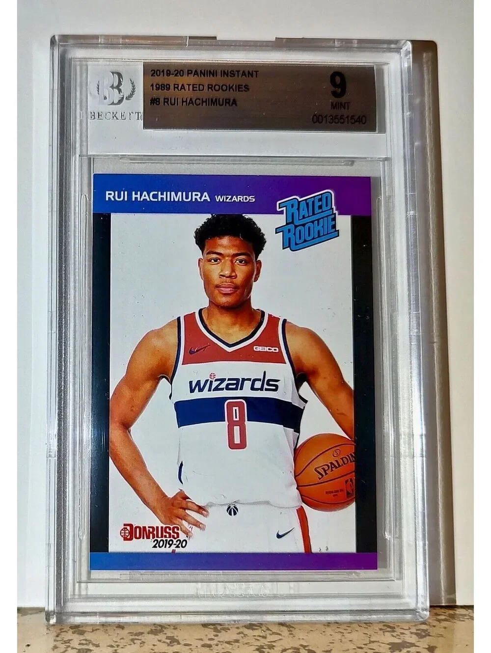 Rui Hachimura 2019-20 Panini NBA #8 1989 Rated Rookies 1/3431 BGS 9 Wizards